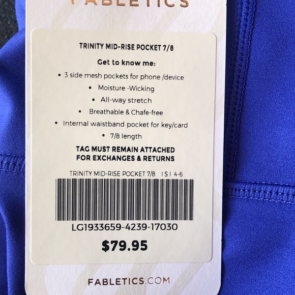 Fabletics trinity mid-rise blue purple leggings - Picture 5 of 5
